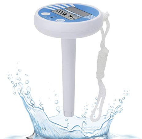 Pool Thermometer Digital Pond Thermometer Solar Powered Temperature Gauge with String for Swimming Pool Spa Hot Tub Pond