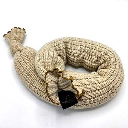 PASINI FASHION - Cuscino termico lavabile con Cashmere e noccioli di ciliegia, Naturalmente morbido e riscaldante, ottimo contro la cervicale (Beige)