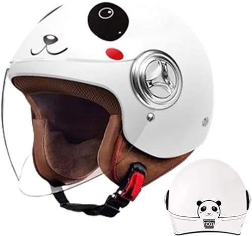 BDBRHFG Demi-Casque De Moto Quatre Saisons pour Enfants, Casque Ouvert Rétro 3/4 pour Jeunes Garçons Et Filles, Demi-Casque Vespa Électrique Vintage Certifié Dot/ECE F,48-55cm