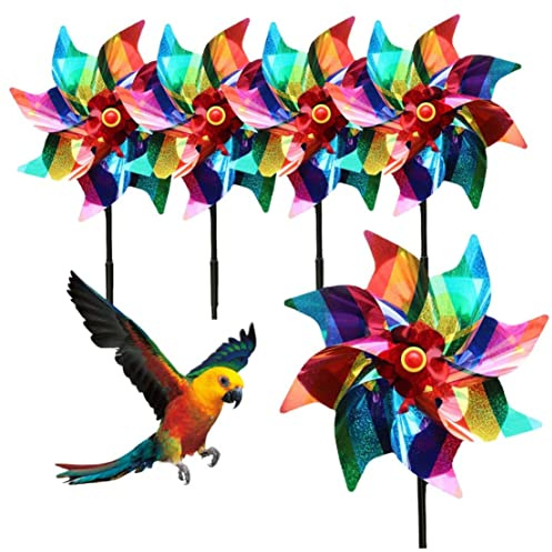 Obelunrp Moulin à Vent pour la Cour, 5pcs 24 cm DIY SINDURNEURS EXTÉRIEUR avec Parce, PIN Sparkling WHEEEL DÉTERRENT, SHEFFLET REFFLECTIVE ENFAISE pour Les DÉCORATIONS DE Jardin (COLORFEL)