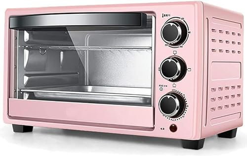 BTURYT Mini Horno y Parrilla, Horno Eléctrico de 23 L, 1300 W, Temperatura Ajustable 70-250 ℃ y Temporizador de 60 Minutos, Horno Tostador de Convección para Encimera (Rosa)