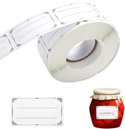 Vjonnl Etiketten Selbstklebend 600 Stück Klebeetiketten Blanko Flaschenetiketten Weiß Etiketten Zum Beschriften Küche Marmeladen (60x30 mm) Aufkleber Gewürzetiketten und Tüten Beschriftungsetiketten