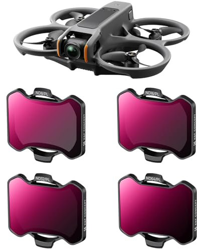 K&F Concept Filtre ND8/PL+ND16/PL+ND32/PL+ND64/PL Compatible avec Drone DJI Avata 2 HD Léger Imperméable Anti-Rayures