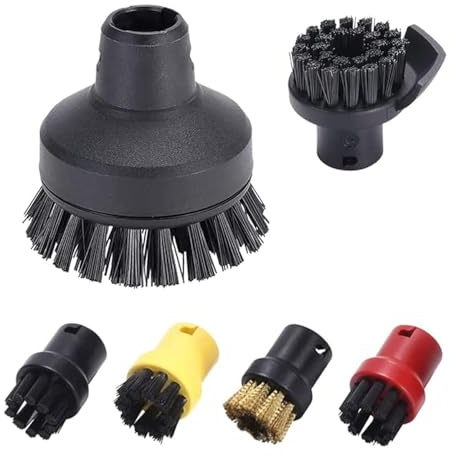 ieron Lot de 6 brosses Rondes en Nylon pour Karcher, Ensemble de brosses Rondes K-Rcher, Nettoyeur à Vapeur SC1 SC2 SC3 SC4 SC5 4 brosses Rondes + 2 Grandes brosses Rondes