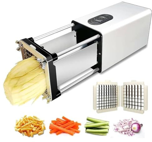 NGARY Machine Électrique De Coupe-Frites, Coupe-Frites Électrique Professionnel avec Lame De 1/2 Pouce Et 3/8 Pouce, Hachoir Commercial Et Domestique, pour Pommes De Terre, Carottes, Concombres