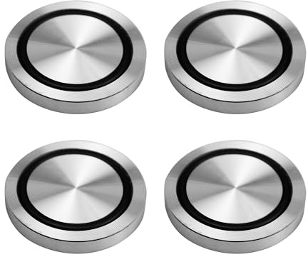 bociloy 4PCS 50mm/2” Dia Aluminum Circle Disc M8 Thread Glass Top Adapter with Non-Slip Rubber Ring for Glass Table Tea Coffee Tables