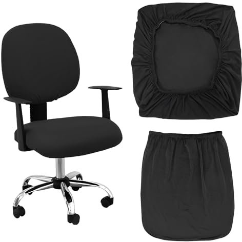 ZPLASK 2Pcs Office Chair Covers, Removable Washable Desk Chair Protector, Universal Split Elastic Armchair Covers (Black)