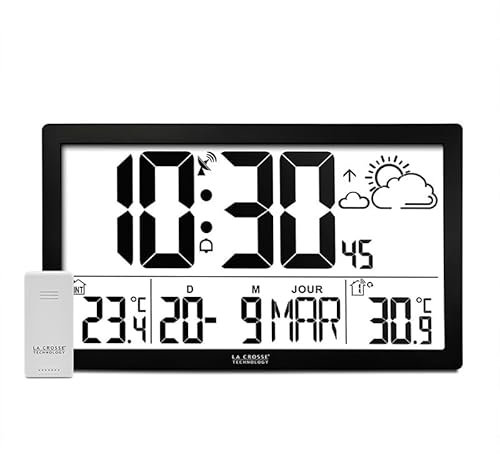 La Crosse Technology Horloge murale radio-pilotée écran géant