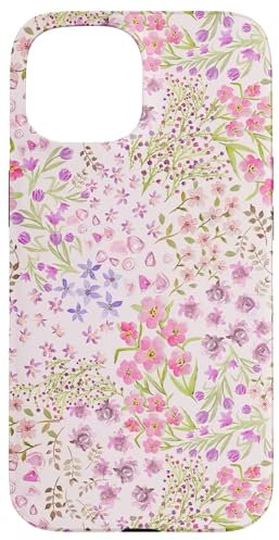 Custodia per iPhone 15 Vintage Wildflower Carino Rosa Mini Motivo Floreale Coquette
