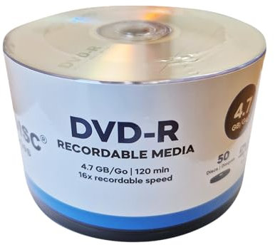 ACU-DISC Pro-Series DVD-R 4.7GB 16x Speed 120 Minutes Blank Discs AZO Dye UV Protection Hard Coat Anti-Scratch Surface – Perfect for Photos & Videos – Compatible with Any DVD Drive 17714 – 50 Pack