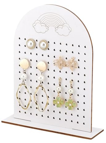 PH PandaHall Ohrringständer Aus Holz 144 Loch Holz Pegboard Display Ständer Weiß Ohrring Halter Für Den Verkauf Persönlichen Gebrauch Handwerk Zeigt Schmuck