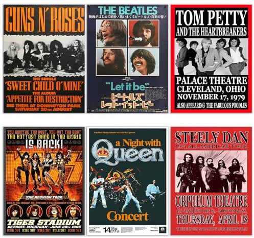 6 Stück Album, ästhetische Rockgruppenposter für Schlafzimmer, Wandcollage-Set, Vintage, Leinwanddrucke, Taschen ohne Rahmen, für Schlafzimmer, Wohnzimmer, 20,3 x 25,4 cm