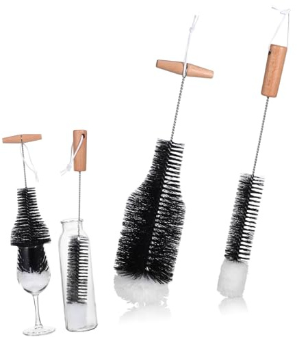 Mikinona 2pcs Chimney Brushes for Fireplace and Pellet Stove Cleaning with Long Handle, Stainless Steel Wire and Wood Material, Effective and Versatile Use for Cleaning Ovens and Grills