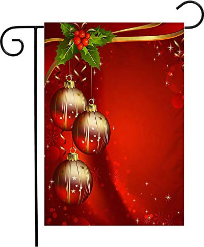 Bandera Divertidas Bolas Brillantes De Tres Hojas Perennes Sobre Un Objeto, Acebo, Postal, Temporada Festiva, Rojo, Durable Bandera Para Exteriores, Para Boda, Fiesta, 30x45cm