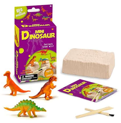 Dino Ausgrabungsset/Dinosaurier Fossilien Ausgrabungs-Kit für Kinder STEM Spielzeug | Entdecke 1 von 6 Mini-Dinos mit Meißel, Pinsel & Anleitung, Paläontologie Geschenk ab 6 Jahren