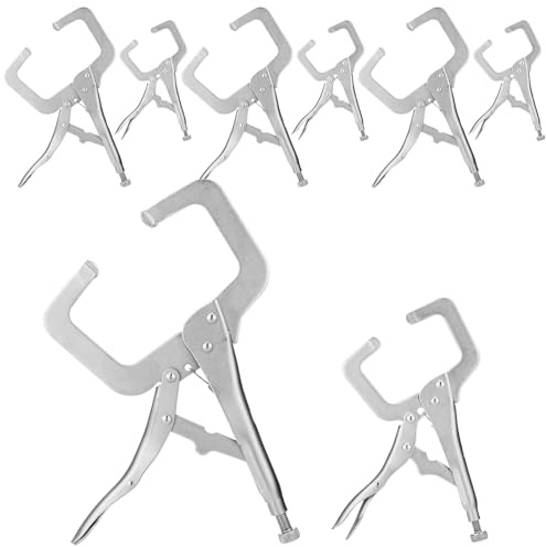 Yexiya 8 Pcs 11 Inch 6 Inch Locking C Clamp Locking Pliers Adjustable Welding Clamp Heavy Duty Alloy Steel with Regular Tip for Woodworking Shop Home Farm