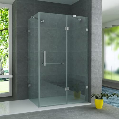 Belvit Cabina de ducha con puerta oscilante de 8 mm de vidrio templado con nano, 80 x 120 x 195 cm