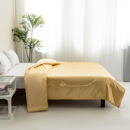 Mateju Trapuntato di Seta,Trapunta Estiva Fresca,Trapuntino Leggera e Double Face per Letto Per Singolo/Matrimoniale Morbida Coperta (Oro,180x200cm)