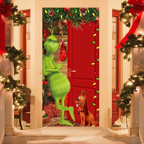 Weihnachten Tür Abdeckung Dekoration, 200 x 90 cm Weihnachten Hängen Banner Hintergrund, Elfen Hängens Banner, Weihnachtens Tür Hängens Banners, für Haus Haustür Veranda Weihnachtens Deko