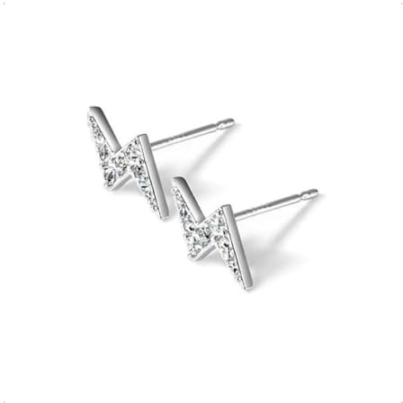 SanKristo Pendientes de Plata de ley 925 con Forma de Rayo para Mujer, Pendientes de Diamantes de Circonita Cúbica Hipoalergénicos y Brillantes, Joya de Regalo para Ella, Plata