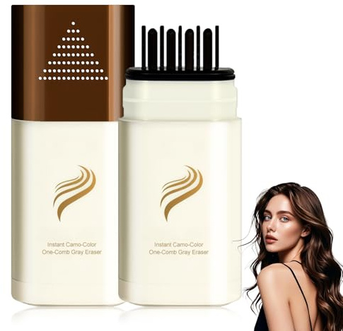 2-in-1 Hair Color Stick & Comb, Haarfärbekamm, Haarfärbestift, Instant Haaransatz Kaschieren, Graue Haare Abdecken, Wasserfester Und Schweißfester Haarfärbestift für Alle Haartypen (Dunkelbraun)