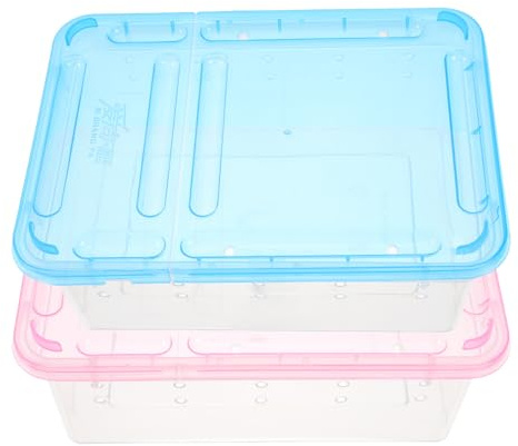 TOYZFRIENDY Caja para Gusanos de Seda y Reptiles Buena Ventilación y Plástico Resistente, Portátil para Uso al Aire Libre, Paquete de 2 Unidades