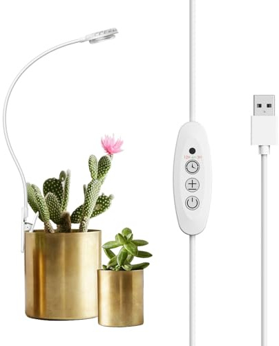 SANSI Lámpara LED De Cultivo De 4.5 W Con Clip Para Macetas,Espectro Completo,4 Niveles De Brillo,Temporizador AutomáTico (3/6/12 H),Ideal Para Suculentas Y Plantas Pequeñas,1 Unidade