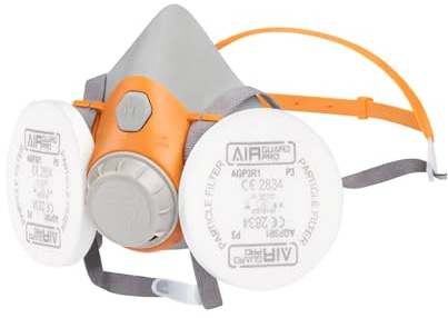 AirGuard Pro AG360 Set di protezione respiratoria semi-maschera con filtro combinato AGP3R1 – Classe di protezione P3 EN 140 & EN 14387 – Protezione di polveri sottili, aerosol e particelle solide e