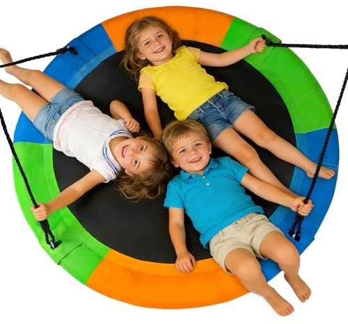 Dripex Kinder Nestschaukel 120cm XXL Kinderschaukel bis 300KG | Rundschaukel für Kinder Erwachsene Höhenverstellbare Gartenschaukel mit Rostfreiem Stahlrahmen - Outdoor & Indoor,