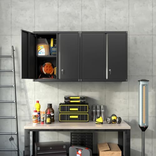 Hmluxury Schwarzer höhenverstellbarer Stahlschrank mit 2 Türen und verstellbaren Regalen