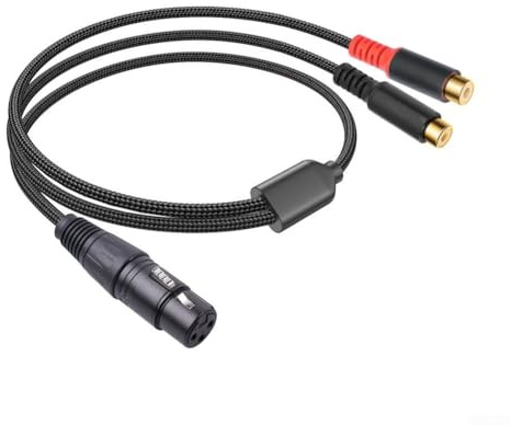 XLR to Dual for RCA Y Splitter Cable, 30cm Gold Plated Audio Adapter with Zinc Alloy Housing for Microphone to Mixer