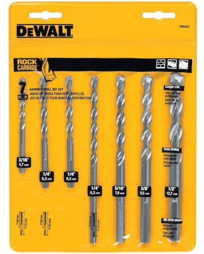 DEWALT Masonry Drill Bit Set, Percussion, Concrete & Block, 7-Piece (DW5207)