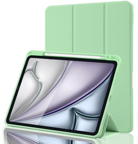 Coque pour iPad Air 11 Pouces M4 2026/M3 2025/M2 2024, Air 5e/4e 10,9 Pouces 2022/2020 avec Porte-Stylo, Prend en Charge la Charge de Pencil 2nd Gen, Auto Réveil/Sommeil Smart Cover, Vert Matcha