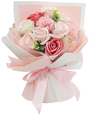 Folpus Artificielle Carnation Savon Bouquet Fleur Décor Cadeau pour Anniversaire Mère Saint Valentin Fête de Mariage Décoration,