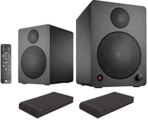 Wavemaster Cube Mini Neo Black ISO Set (2.0 Regal-Lautsprecher System ISO Set mit Bluetooth® & IR-Fernbedienung inkl. 2 Absorberplatten) Schwarz