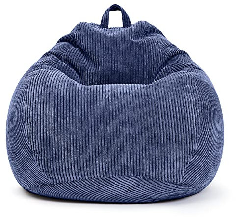 Green Bean Square XL Indoor Bezug aus Kord 90 x 110 cm - ohne Füllung - Sitzsackhülle, Sitzsackbezug - Cord - kuschelig, weich, robust - waschbar, mit Innensack - Dunkelblau