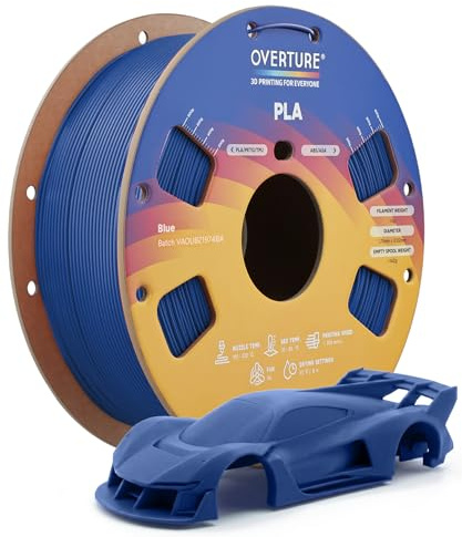 OVERTURE PLA Filament 1,75 mm Blau 1kg | Super Speedy | Gleichmäßige Extrusion • Stärkere Zähigkeit • Maßhaltig ±0,02 mm • Sauber Gewickelte • Für gängige FDM-3D-Drucker