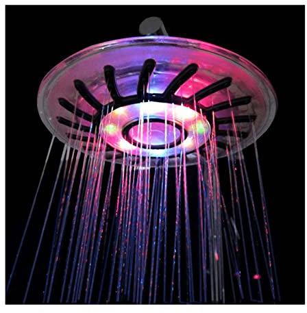 Ksunun Alcachofa de Ducha de 8 Pulgadas Cabezal de Ducha Lluvia de 4 Color LED Rociador de Ducha de Lluvia Alta Presión de Cromado ABS con Jets de Silicona Antiobstrucción Rociador Circular