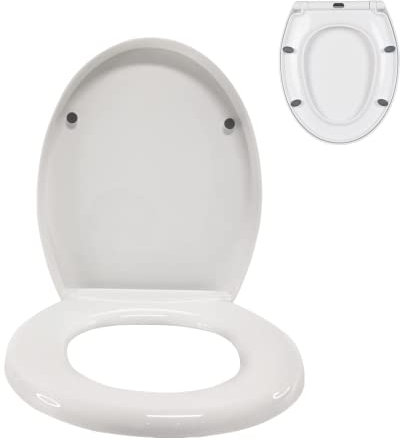 WC Sitz Absenkautomatik Abnehmbar Toilettendeckel Thermoplast Toilettendeckel, Antibakterieller Toiletten-Sitz mit Absenkautomatik