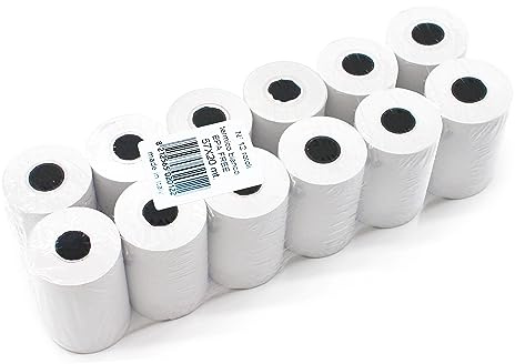 12 Rotoli Pos - 57mm x 20M - Rotoli Pos di Carta Termica - Senza BPA - Ricevute Bancomat Rotolini per Terminale Pos e Pagamento Elettronico