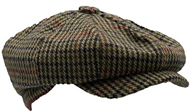 WALKER AND HAWKES Unisex Bakerboy-Ballonmütze aus Wolle - 8-Panel-Konstruktion - Braun kariert - S (57cm)