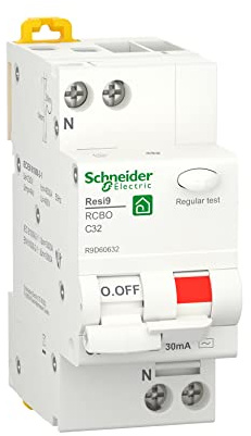 Schneider Electric R9D60632 Interrupteurs différentiels magnétothermiques, RCBO, Resi9, 1P+N, courbe C, 32A, 30MA