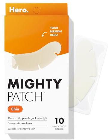 Mighty Patch Hero Cosmetics Chin Patch - XL Contoured Hydrocolloid Chin Patch for Blemishes and Pimples - Non-Irritating (10 Count)