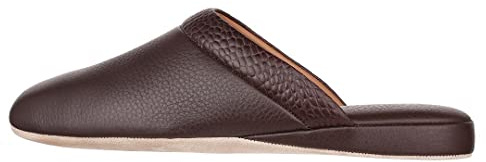 PAMIR Pantofole Uomo Premium in Pelle Pieno Fiore, Marrone, EU 44