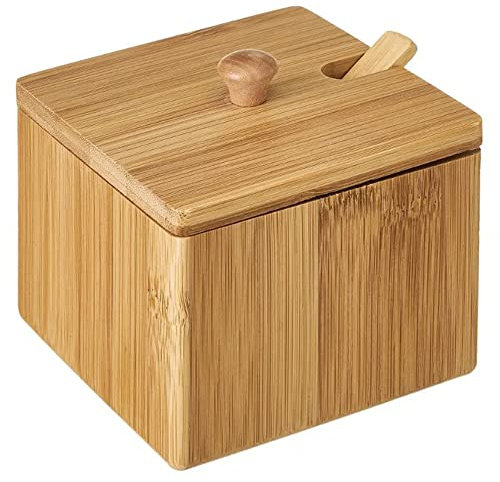 MGE - Sucrier avec Couvercle et Cuillère - Salière - Boite à Épices - Salière et Sucrière avec Couvercle