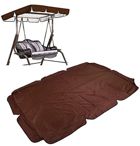 TITA-DONG Swing Canopy Replacement Cover, 600D Silver Coated Oxford Fabric Replacement Canopy Top Cover, Waterproof Replacement Canopy for Patio Yard Seat(Brown)