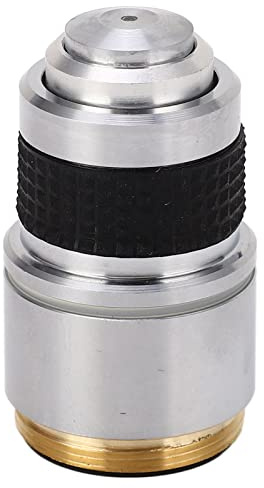 Objetivo para Microscopio Biológico 100X Acromático, Lente Profesional con Rosca RMS, Latón y Aleación de Aluminio, Incluye Cilindro de Almacenamiento