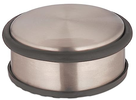 Relaxdays Türstopper, Edelstahl, H x D: 4 x 10 cm, flach & schwer, rutschfest, Türzuschlagbremse mit Gummiring, Bronze