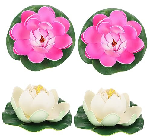 Garneck 4stücke Schwimmende Blumen Künstlicher Lotus Teich Dekoration Simulierter Lotusblume Für Aquarium Garten Pool Blumenrequisiten