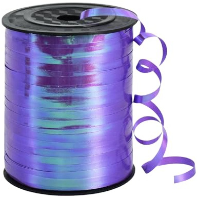 450m Geschenkband Violett 5mm,Kräuselband Geschenkbänder Schleifenband Glitzer Hologramm Ballonband Ringelband,Dekoband für Weihnachten Neujahr Hochzeit Geburtstag Geschenkverpackung Ballonverschlüsse